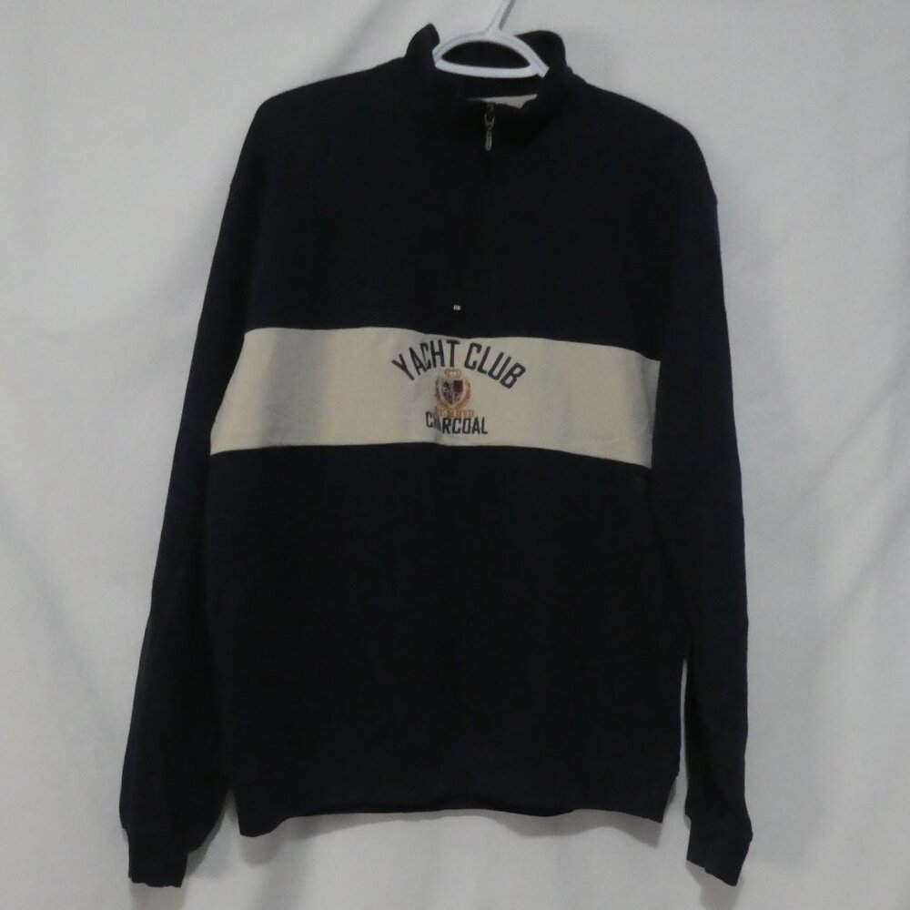 CHARCOAL | 2XL | Yacht Club Charcoal | Navy & White Pullover Sweatshirt